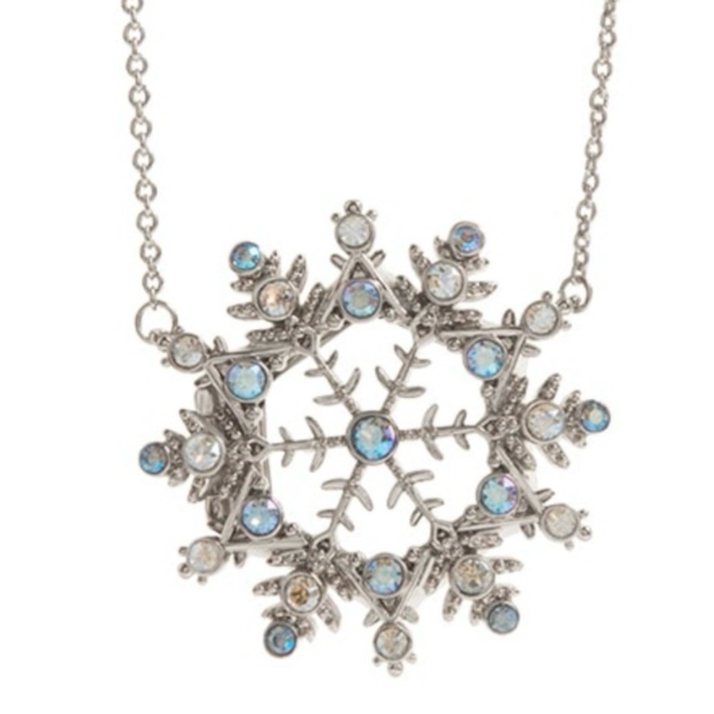 Origami Owl Silver-Tone Snowflake locked Necklace with Clear Crystals